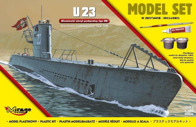Plastikový model na lepenie Mirage 'U23' Nemecká ponorka IIB, set s farbami