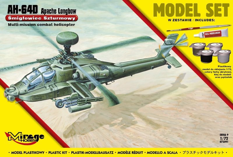 Plastovy model MIRAGE: AH-64D APACHE Longbow American Assault Helicopter