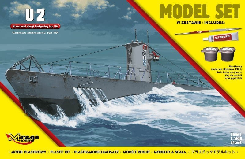 Plastikový model na lepenie Mirage 'U2' nemecká ponorka typ IIA set s farbami